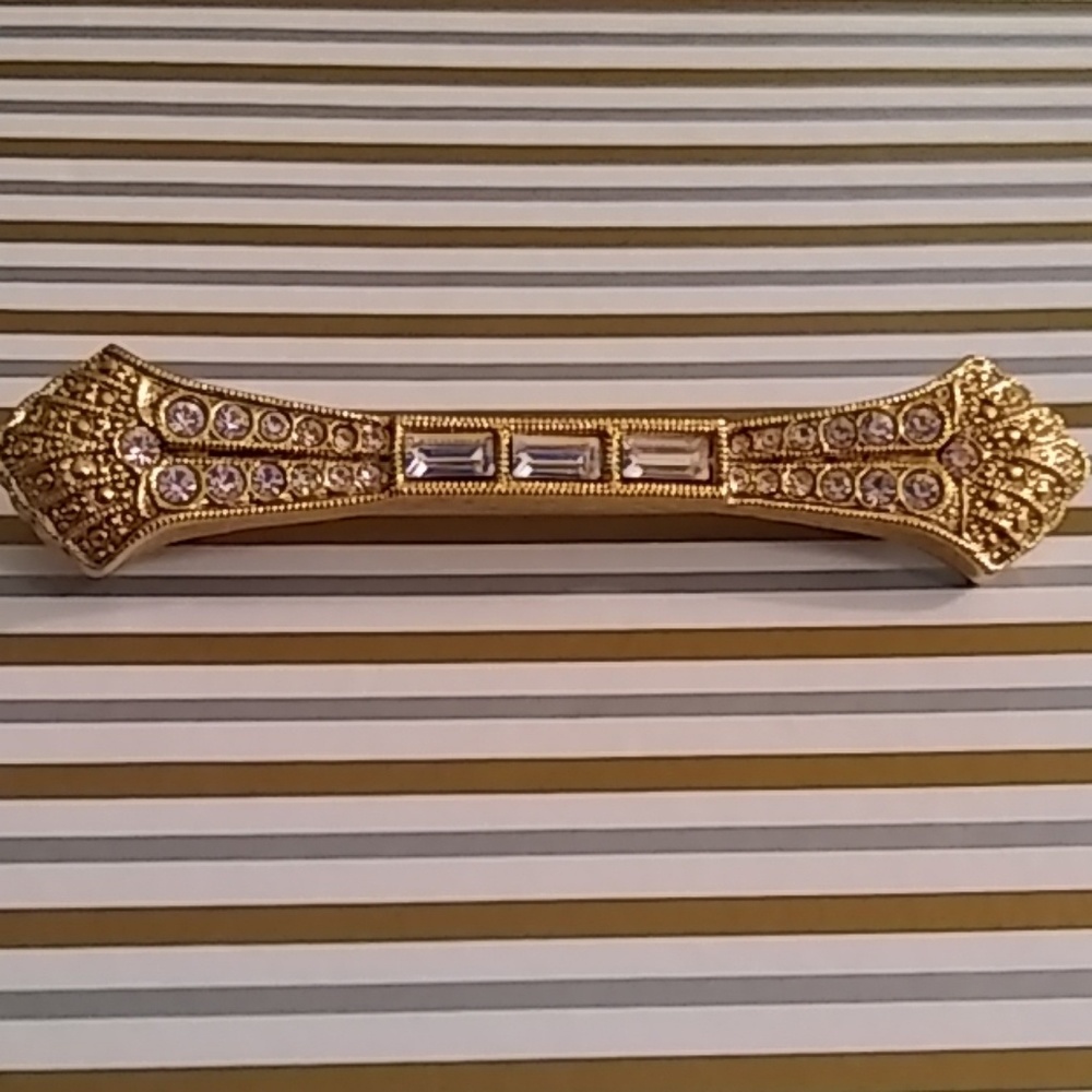Gold and Crystal Bow Tie Pin